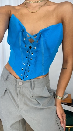 Cropped Corset Azul