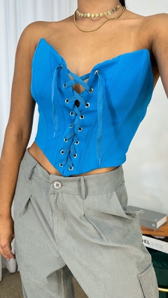 Cropped Corset Azul - comprar online