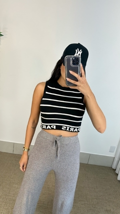 Cropped Paris listrado preto