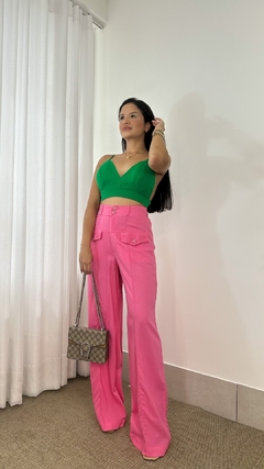 Calça Pantalona Linho Rosa - comprar online