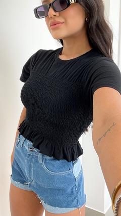 Cropped Lastex Preto