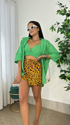 Conjunto Kimono e Cropped Verde