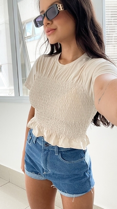 Cropped Alcance Lastex Bege - comprar online