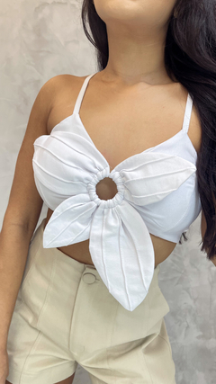 Cropped Flor Branco