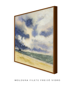 Quadro Decorativo Aquarela Mar, Areia e Nuvens - comprar online