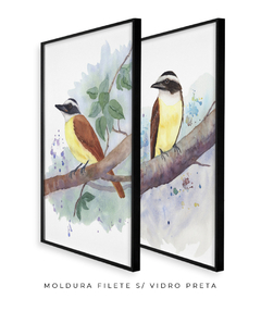 Quadro Decorativo Dupla Pássaros em Aquarela Bem-te-vi na internet
