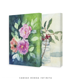 Conjunto Botânico de Quadros Decorativos Flores e Frutas - Betania Sensini | Arte e Aquarela