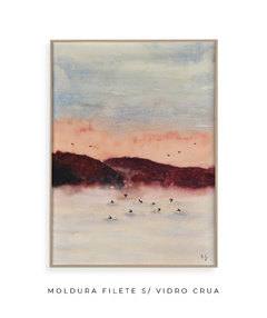 Quadro Decorativo Montanha Rosa em Aquarela - loja online