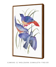 Quadro Decorativo Três Pássaros Azuis em Aquarela - loja online