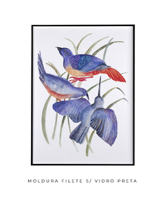 Quadro Decorativo Três Pássaros Azuis em Aquarela na internet