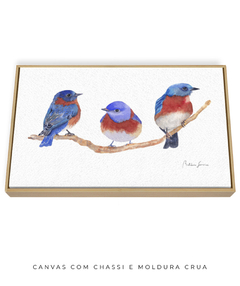 Imagem do Quadro Decorativo Trio Pássaros Azuis