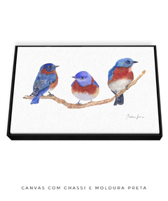 Quadro Decorativo Trio Pássaros Azuis - comprar online