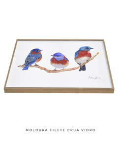 Imagem do Quadro Decorativo Trio Pássaros Azuis