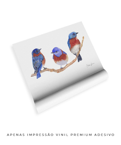Quadro Decorativo Trio Pássaros Azuis