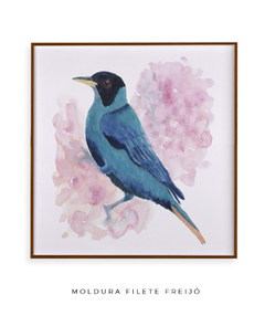 Quadro Pássaro Azul e Fundo Rosa - comprar online