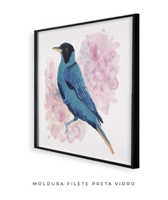 Quadro Pássaro Azul e Fundo Rosa - loja online
