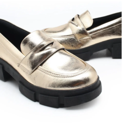 Sapato Loafer Quiz Champagne Metalizado - comprar online