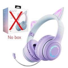 QearFun Gradient Pink Cat ear Headphones with Mic for Kawaii Girls Kids Phone MP - comprar online