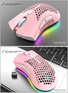 BM600 Rechargeable USB 2.4G Wireless RGB Light Honeycomb Gaming Mouse Desktop PC na internet