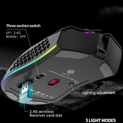 BM600 Rechargeable USB 2.4G Wireless RGB Light Honeycomb Gaming Mouse Desktop PC - Imports ITEK