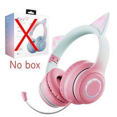 QearFun Gradient Pink Cat ear Headphones with Mic for Kawaii Girls Kids Phone MP