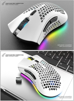 BM600 Rechargeable USB 2.4G Wireless RGB Light Honeycomb Gaming Mouse Desktop PC - loja online