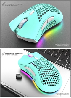 BM600 Rechargeable USB 2.4G Wireless RGB Light Honeycomb Gaming Mouse Desktop PC - comprar online