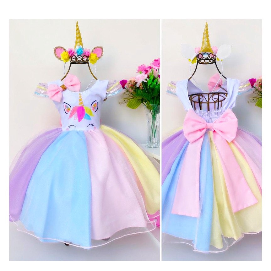 Vestido para festa de store 1 ano de unicornio