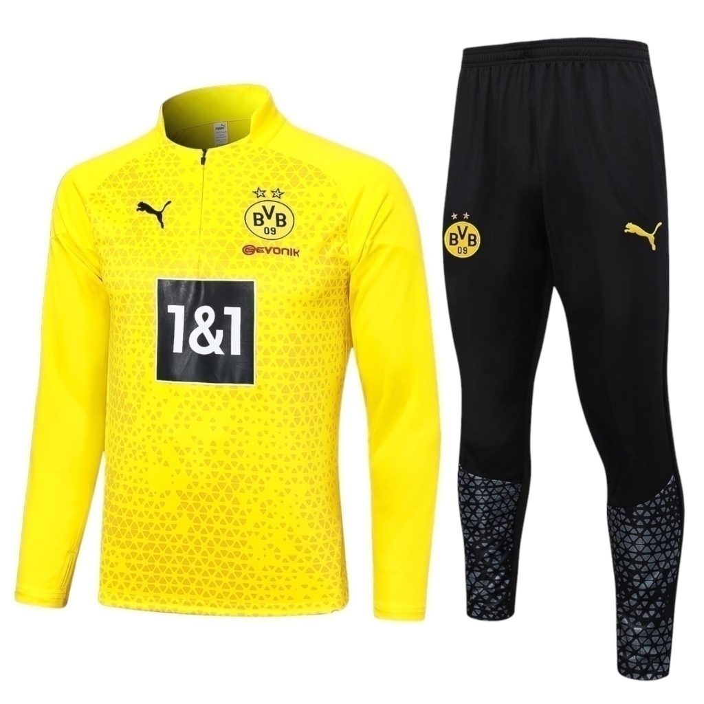 Conjunto Borussia Dortmund Treino 23 24 Masculino Puma Amarelo