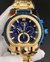 Invicta Zeus Magnum Dourado / fundo Azul Com Corda - (Primeira Linha) - Eldourado Joias