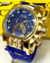 Invicta Zeus Magnum Dourado Pulseira de Borracha Azul - (Primeira Linha) na internet