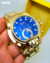 Relógio Masculino Invicta Zeus Magnum Dourado Fundo Azul - comprar online