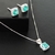 Conjunto Quadrado com Zircônia Azul Tiffany em Prata 925