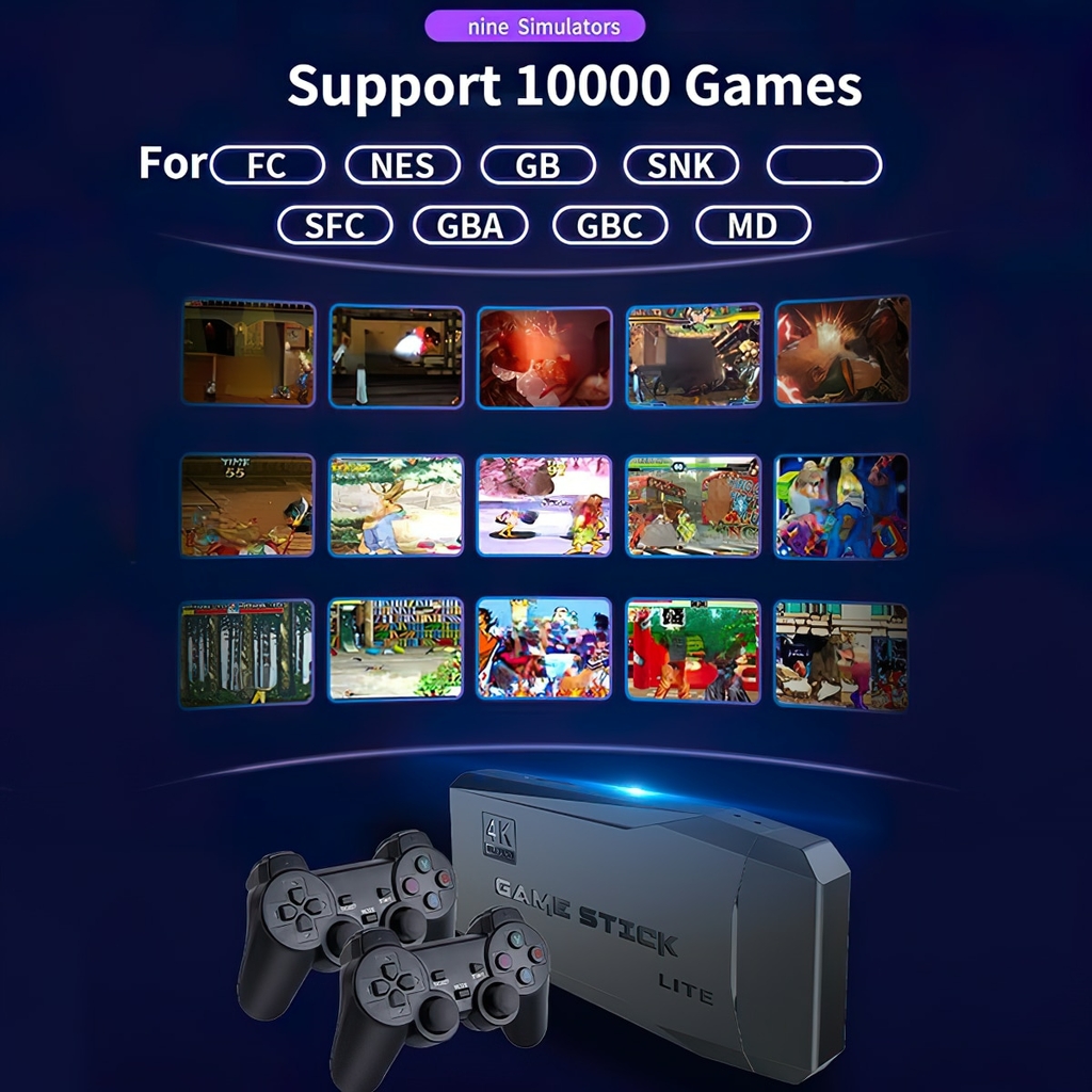 Video Game Stick Lite 4K Console 64G Embutido 10000 Jogos Retro Handheld TV  Game