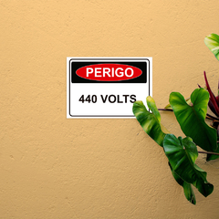 Placa de Sinalização Perigo 440 Volts em Pvc - loja online