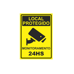 Placa de Sinalização Local Protegido 24h em Pvc