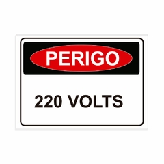 Placa de Sinalização Perigo 220 Volts em Pvc