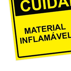 Placa de Sinalização Cuidado Material Inflamável em Pvc - comprar online