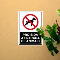 Placa de Sinalização Proibido Entrada com Animais