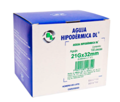 Aguja Hipodermica verde 21x32mm c/100 pzs