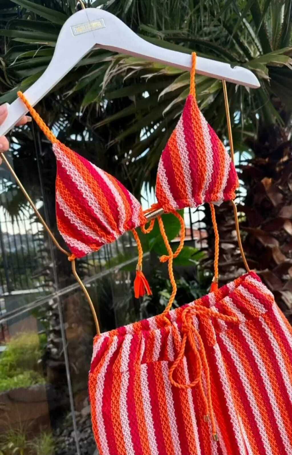 Saia Crochet Capri Pink/Laranja