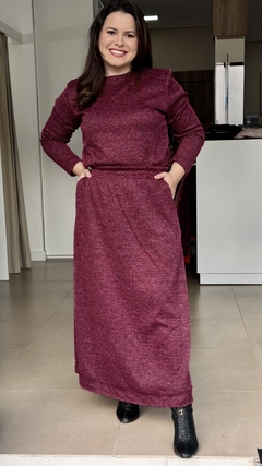 Conjunto Amanda Evasê Midi Marsala - loja online