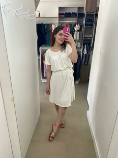 Vestido Lorena Decote Ciganinha Elástico na Cintura Branco Off White na internet