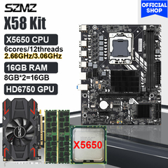 Placa Mãe SZMZ X58 LGA 1366 Conjunto com HD 6750 1GB GDDR5 Placa de Vídeo + CP