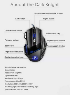 Mouse Gamer X7 Imice Rgb 7 Botões com 1200 Fios-3600 Dpi na internet