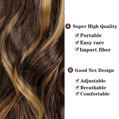 Front Lace Fibra Orgânica Hair Ondulado cor preto com mechas vinho e mel 60cm. - loja online