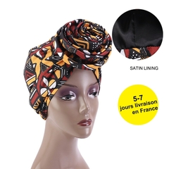 African Bandana Scarf Satin Floral Ankara Dashiki - Mari Hair Style