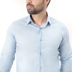 CAMISA SOCIAL MASCULINA MANGA LONGA COMFORT FIT FIO A FIO AZUL CLARO - Modig | Marca de Moda Masculina