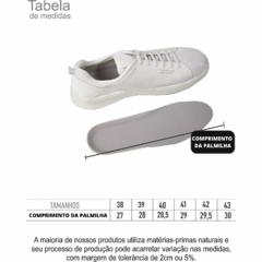 MEDIDAS TÊNIS CASUAL CANVAS COURO BRANCO MODIG