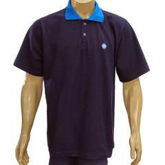 Camisa Polo Azul Marinho com Gola Azul e Bordado- Raro's Confecções